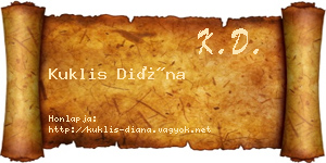 Kuklis Diána névjegykártya